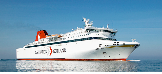 Ett av Destination Gotlands fartyg till sjöss.